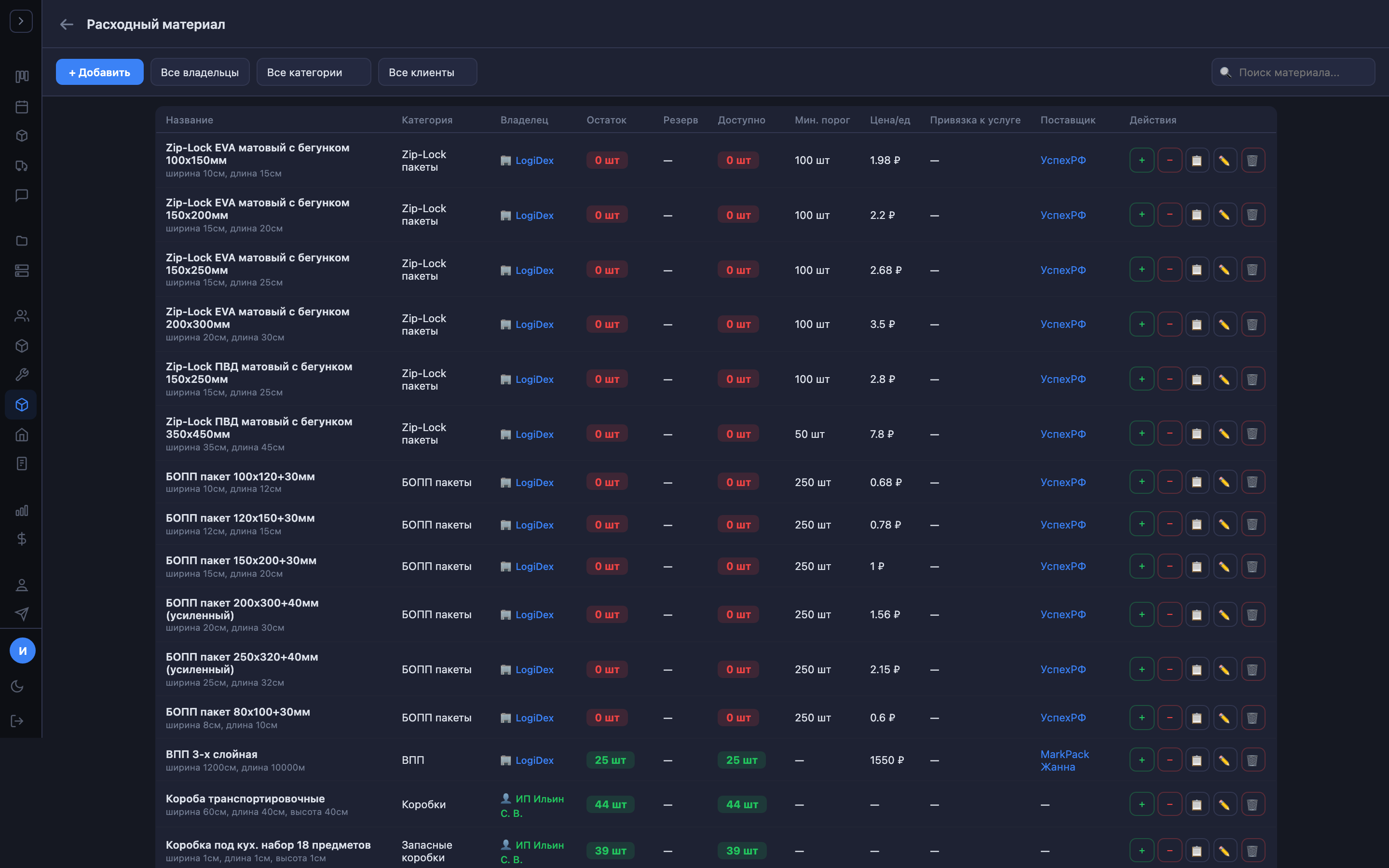 Расходные материалы